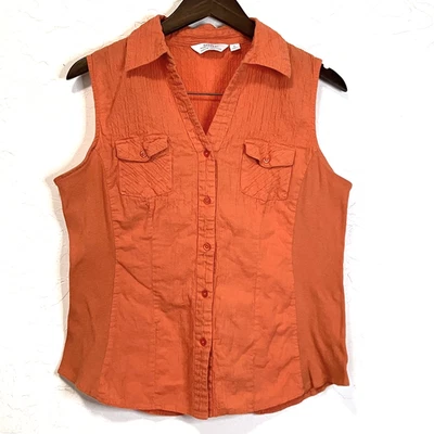 Top de algodón naranja Great Northwest talla XL sin mangas con botones Coastal Resort Foto 1 de 4