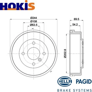 2x BRAKE DRUM 8DT 355 303-421 FOR FORD FIESTA/VII/Van YYJE/YYJG/SFJH/SFJN 1.0L - Picture 1 of 6