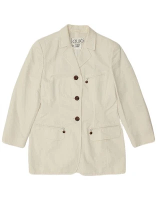 LAUREL Womens 3 Button Longline Blazer Jacket EU 38 Small White Linen DP08 - Image 1 of 4