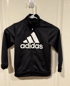 Adidas Boys Sweatshirt Full Zip Up Black Size 5 - Picture 1 of 5