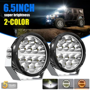 Pair 7inch Black Round LED Driving Light DRL Spot 4x4 SUV Offroad Truck UTV 6.5" - Picture 1 of 12