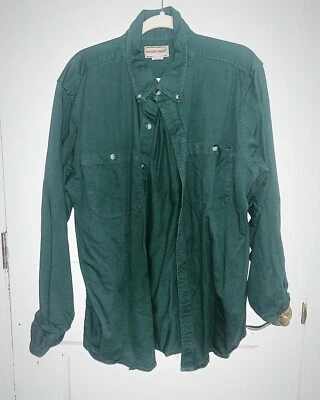 Camisa de vestir grande de algodón verde con botones manga larga para hombre Foto 1 de 4