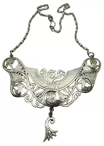 Vintage Egyptian 900 Silver Cleopatra Necklace Hallmarked Beautiful - Picture 1 of 16