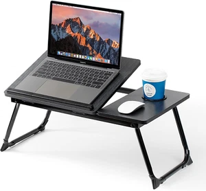 Laptop Desk for Bed Couch, Adjustable Foldable Bed Table with Cup Holder, Breakf - Picture 1 of 8