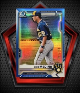 Luis Medina *42/150* 2021 1st Bowman Chrome Blue Refractor #BCP-202 Brewers MLB