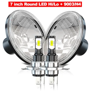 For Jeep Wrangler 7" Inch LED Glass Lens LED Round Seald Beam Pair Headlights - Foto 1 di 12