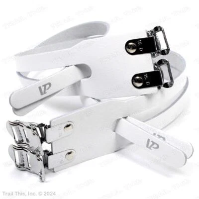 VP-716 Premium Leather Double Toe Straps Track Road Bike Pedals Clips White - Image 1 of 3