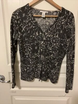 Sarah Spencer Suéter Corderos Lana y Angora, Talla M Gris Floral, Cálido Invierno Foto 1 de 4