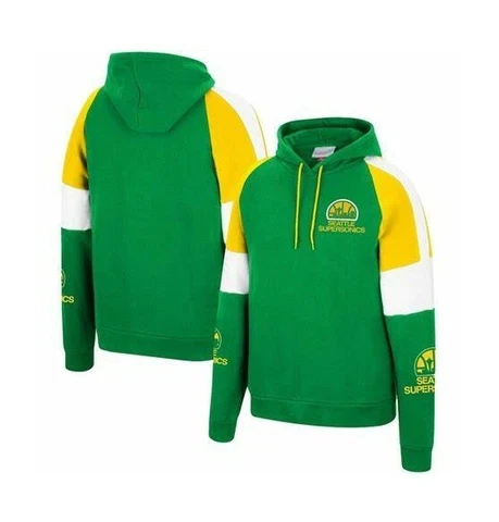 Mitchell & Ness Men's Seattle Supersonics Hooded Sweatshirt Colorblock 4XL 6D088 Cover
