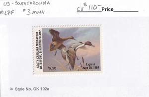 MATT'S STAMPS US SCOTT #3, $5.50 SOUTH CAROLINA STATE DUCK STAMP 1983 MNH CV$110 - Picture 1 of 2
