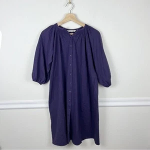 Vestido midi túnica púrpura Tucker NYC con botones talla M 100 % lana - Imagen 1 de 11