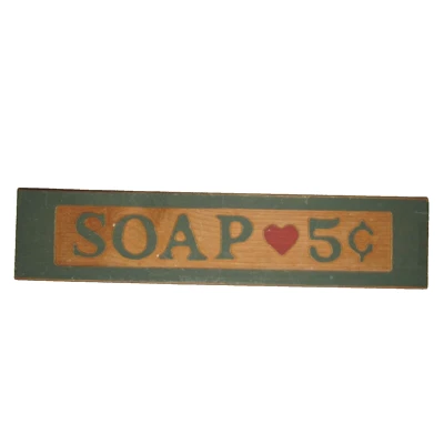 Rustic Wooden Bathroom Sign Soap 5 Cents 18"Long Farmhouse Country Decor Vintage - Image 1 of 4