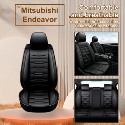 Black PU Leather For Mitsubishi Endeavor 2004-2011 Car 5 Seat Covers Front&Rear - Image 1 of 4
