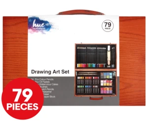 79 Piece Art Box Wooden Set Pastel Water Crayon Colouring Painting Drawing Wood - Picture 1 of 3