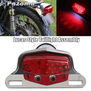 Motorcycle Lucas Style Taillight License Plate Lamp For Chopper Bobber CafeRacer - Picture 1 of 9