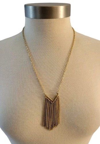 VETEMENTS Collana con ciondolo catena frange tono oro 22" chiusura aragosta