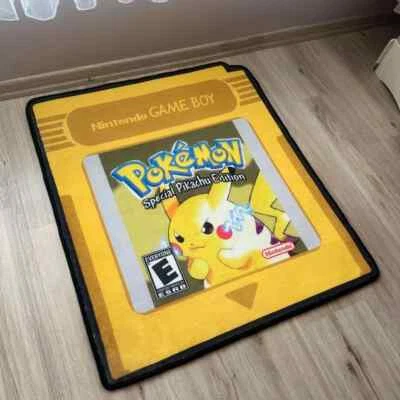 Pikachu Nintendo Card Retro Rug, Pokemon Game Boy Decor Chair Mat Carpet, Anime - Image 1 of 4