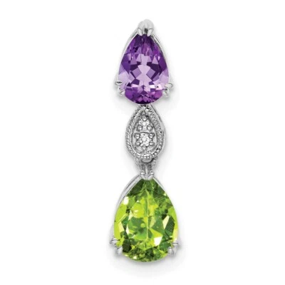 Colgante deslizable cadena amatista/peridoto/diamante oro blanco 14k 1,72 quilates 0,86 g Foto 1 de 3