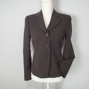 Armani Collezioni Womens Blazer Suit Jacket Dark Brown Button-up  4 Career - Picture 1 of 12