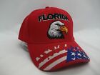 Florida Eagle US Flag Hat Red Hook Loop Baseball Cap