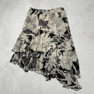 Falda de seda vintage Y2K años 90 Neiman Marcus asimétrica abstracta floral nivel Foto 1 de 4
