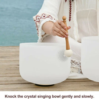 8" Heart Chakra Quartz Crystal Singing Bowl F Note Sound Healing Meditation UK