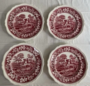 4 Spode’s Tower Dinner Plates Pink Transfer Ware 10 3/4 Copeland England Vintage - Picture 1 of 9