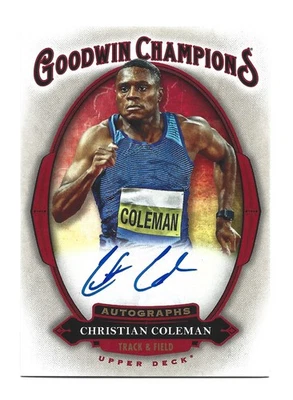 Christian Coleman AUTOGRAPH USA Olympics 2020 Upper Deck Goodwin Champions AUTO  - Image 1 of 2