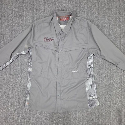 SIMMS Fishing Shirt Men L Long Sleeve Gray Casa Vija Guatemala Vented - Image 1 of 4