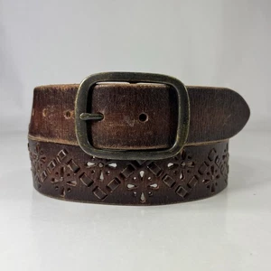 Cinturón Aeropostale ancho marrón con cordones y perforados de cuero genuino - para mujer talla 36 - Imagen 1 de 8