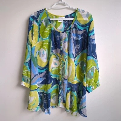 Top túnica para mujer Perejil y Salvia XL arrugada acuarela arte fluido ligero  Foto 1 de 4