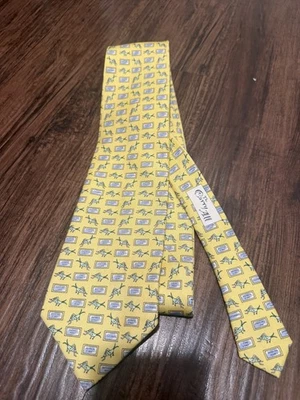  Corbata para hombre Vineyard Vines amarilla saltamontes 100 % seda oveja e Ian Foto 1 de 3