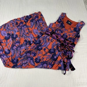 Anthropologie Maeve Dress Womens 4 Purple Maxi Floral Macie Tie Waist Boho Beach - Picture 1 of 14