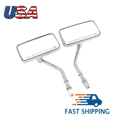 Rectangle RearView Mirrors 8mm /10mm For Harley-Davidson Sportster 883 1000 1200 - Изображение 1 из 4