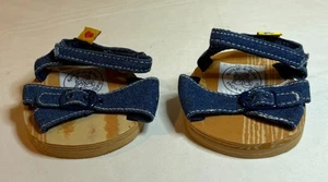 Build A Bear (BaB) Clothing - Blue Denim Faux Wood Sandals - Picture 1 of 2