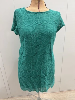 Laundry by Shelli Segal Women Lace Sheath Dress Elegant Teal Blue Green Size 12 - Image 1 of 4