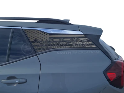 Fits 2018-2025 GMC Terrain Rear Side Window Standard American Flag Flowers Decal Foto 1 de 3