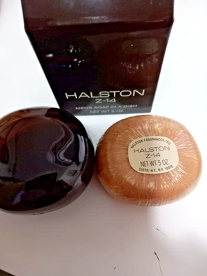 Vintage Halston Z-14 Men’s Soap In A Dish Net WT 5 OZ - Sapone anni '80 integra - Immagine 1 di 3