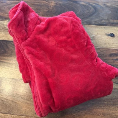 Bata de salón suave Croft & Barrow para mujer talla pequeña roja cremallera completa piel sintética S Foto 1 de 4