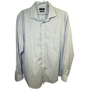 Lauren Ralph Lauren Black Label Gingham Shirt L 16.5 34/35 Stretch Fit Button Up - Picture 1 of 8