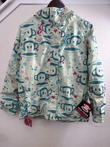 Paul Frank Girls Youth Sz XL Julius The Monkey Pink Teal Green Winter Ski Jacket - Picture 1 of 17