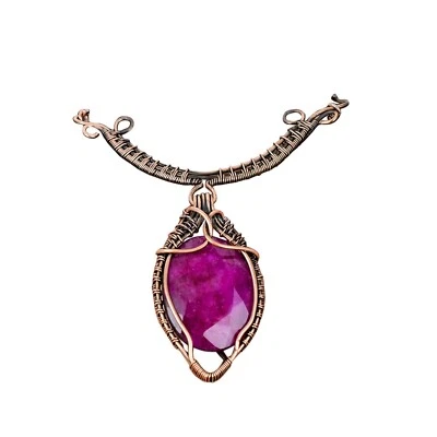 Cachemira Rubí Joyería Cobre Mamá Regalo Alambre Envuelto Collar Ajustable 18.0" Foto 1 de 4