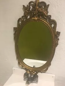 Vintage Art Noveau Syroco rococo baroque gilt edge cherub mirror - Picture 1 of 4