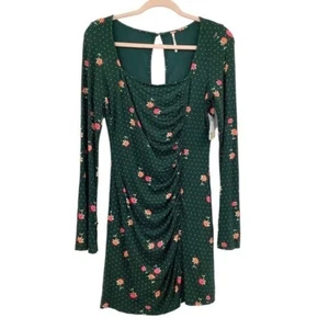 Vestido Free People Mujer Pequeño Verde Floral Celia Mini Vestido Manga Larga Nuevo con Etiquetas - Imagen 1 de 10