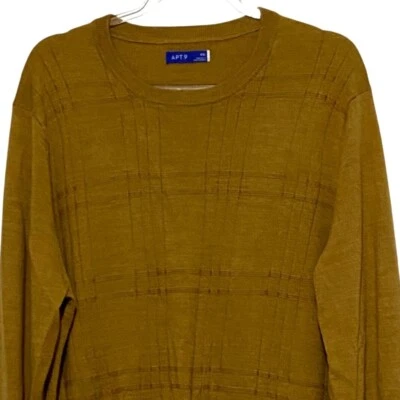 Apt 9 Womens Crew Neck Sweater XXL Mustard Brown Preppy Light Academia Old Money - Image 1 of 4