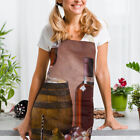 fr Wine Printed Linen Apron Waterproof Kitchen Cooking Bibs Adult Apron (68x55cm