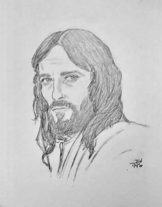 JESUS OF NAZARETH PENCIL DRAWING ROBERT POWELL 11x14 ORIGINAL PIECE - Picture 1 of 1