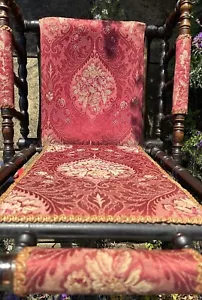 More details for antique edwardian upholstered american turned rocking chair vintage