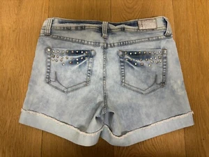 Inc Denim Jean Shorts Cuffed Whitewash Rhinestones Women Size 6 - Picture 1 of 5