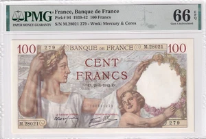 PMG France 100 Francs 1942 P-94 GEM Uncirculated 66 EPQ - Picture 1 of 2